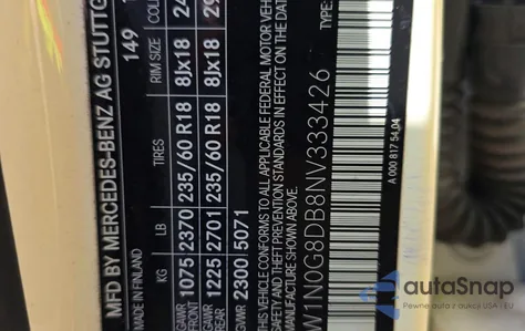 2022 Mercedes-Benz Glc 300 z USA, uszkodzony, nr VIN W1N0G8DB8NV333426